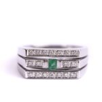 Anello in Oro Bianco con Diamanti e Smeraldo - KLID728-S