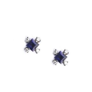 Orecchini Punto Luce in Oro Bianco con Diamanti e Iolite - OR506AV15F
