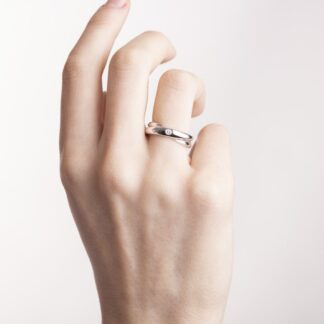 Anello Solitario in Oro Bianco con Diamante - 0160-OB