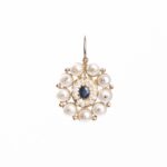 Orecchini Pendenti in Oro Rosa con Perle e Zaffiri - 01M02