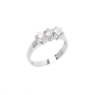 Anello Trilogy in Oro Bianco con Diamanti - 126651685