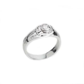 Anello a Fascia in Oro Bianco con Diamanti - 18M02