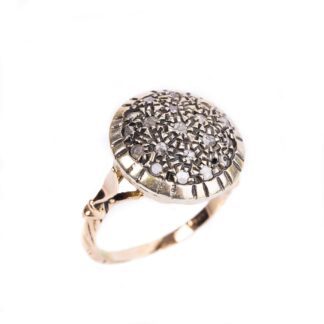 Anello Stile Antico in Oro Giallo con Rosetta di Diamanti - AN400STAN