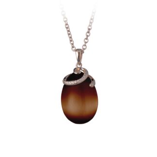 Collana Tatiana Fabergé in Argento con Occhio di Gatto e Zirconi - Olga - P1201BR