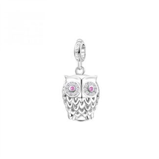 Charm Rosato in Argento con Zirconi Gufo Saggezza - Storie - RZ002R