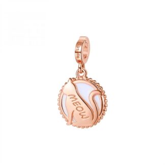 Charm Rosato in Argento con Zirconi Gatto Indipendenza - Storie - RZ175