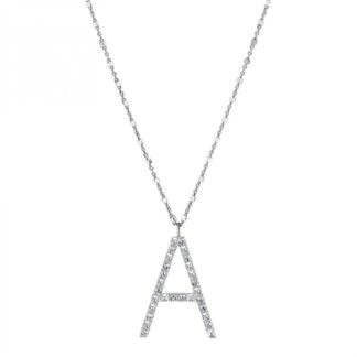 Collana con Lettera Rosato in Argento con Borchie e Zirconi - Cubica - RZCU01