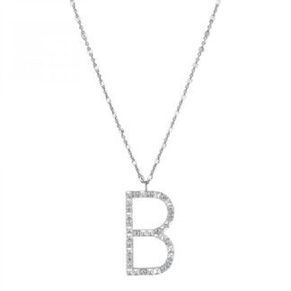 Collana con Lettera Rosato in Argento con Borchie e Zirconi - Cubica - RZCU02