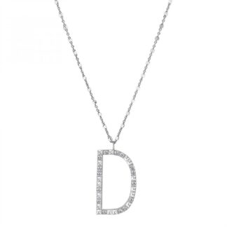 Collana con Lettera Rosato in Argento con Borchie e Zirconi - Cubica - RZCU04