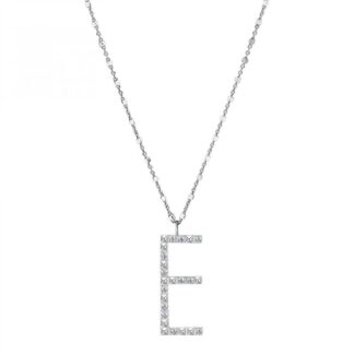 Collana con Lettera Rosato in Argento con Borchie e Zirconi - Cubica - RZCU05