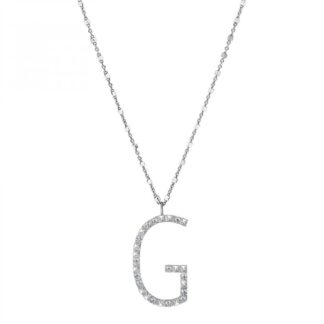 Collana con Lettera Rosato in Argento con Borchie e Zirconi - Cubica - RZCU07