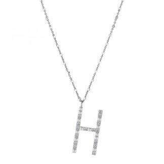 Collana con Lettera Rosato in Argento con Borchie e Zirconi - Cubica - RZCU08