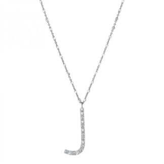 Collana con Lettera Rosato in Argento con Borchie e Zirconi - Cubica - RZCU10