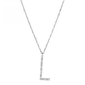 Collana con Lettera Rosato in Argento con Borchie e Zirconi - Cubica - RZCU12