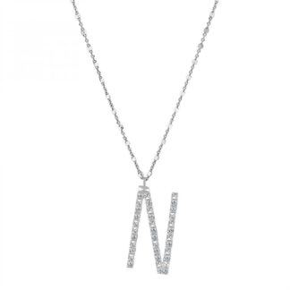 Collana con Lettera Rosato in Argento con Borchie e Zirconi - Cubica - RZCU14