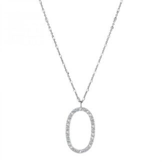 Collana con Lettera Rosato in Argento con Borchie e Zirconi - Cubica - RZCU15