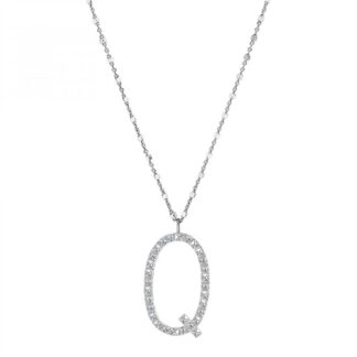 Collana con Lettera Rosato in Argento con Borchie e Zirconi - Cubica - RZCU17