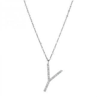 Collana con Lettera Rosato in Argento con Borchie e Zirconi - Cubica - RZCU25