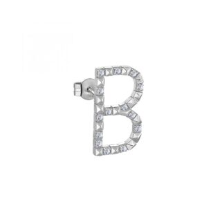 Orecchino con Lettera Rosato in Argento con Borchie e Zirconi - Cubica - RZCU28
