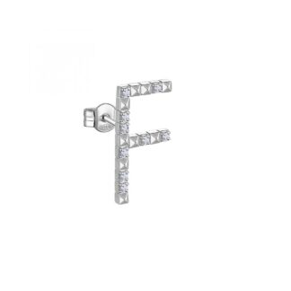 Orecchino con Lettera Rosato in Argento con Borchie e Zirconi - Cubica - RZCU32
