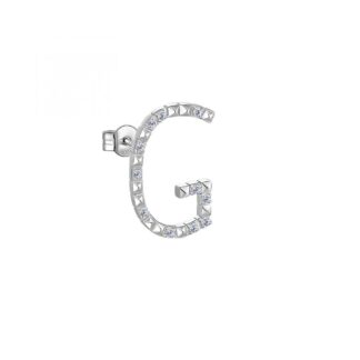 Orecchino con Lettera Rosato in Argento con Borchie e Zirconi - Cubica - RZCU33