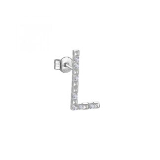 Orecchino con Lettera Rosato in Argento con Borchie e Zirconi - Cubica - RZCU38