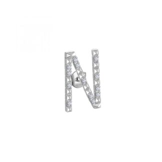 Orecchino con Lettera Rosato in Argento con Borchie e Zirconi - Cubica - RZCU40