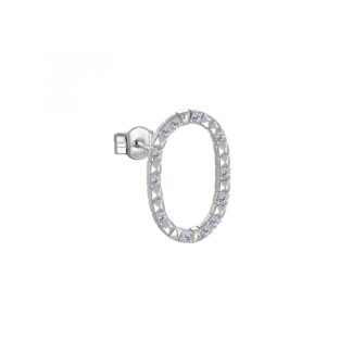 Orecchino con Lettera Rosato in Argento con Borchie e Zirconi - Cubica - RZCU41