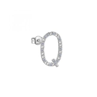 Orecchino con Lettera Rosato in Argento con Borchie e Zirconi - Cubica - RZCU43