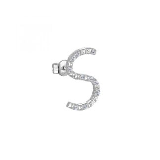 Orecchino con Lettera Rosato in Argento con Borchie e Zirconi - Cubica - RZCU45