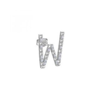 Orecchino con Lettera Rosato in Argento con Borchie e Zirconi - Cubica - RZCU49