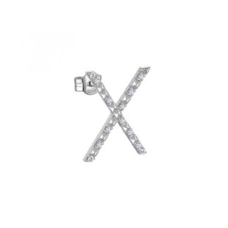 Orecchino con Lettera Rosato in Argento con Borchie e Zirconi - Cubica - RZCU50