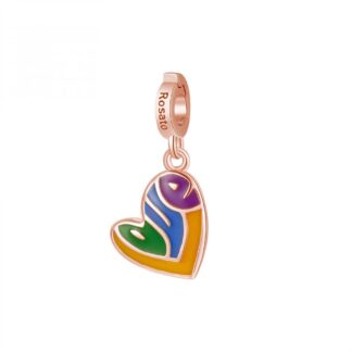 Charm Rosato in Argento con Smalto Cuore Amore - Storie - RZLE035