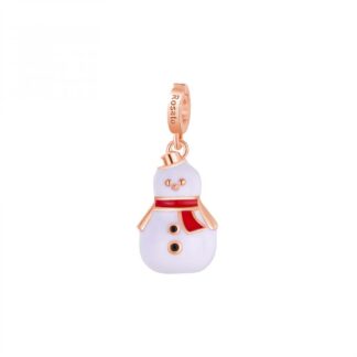 Charm Rosato in Argento con Smalto Pupazzo di Neve Unione - Storie - RZLE053
