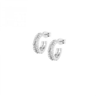 Orecchini Rosato in Argento con Borchie e Zirconi - Cubica - RZO042