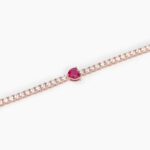 Bracciale Tennis Mabina in Argento con Cuore in Rubino Sintetico - 533439
