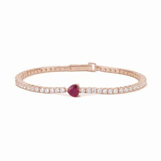 Bracciale Tennis Mabina in Argento con Cuore in Rubino Sintetico - 533439