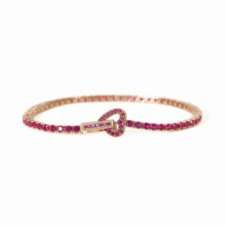 Bracciale Tennis Mabina in Argento con Cuore e Rubini Sintetici - 533554