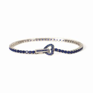 Bracciale Tennis Mabina in Argento con Cuore e Zaffiri Sintetici - 533555
