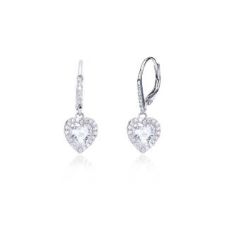 Orecchini Pendenti Mabina in Argento con Cuore e Zirconi - 563131
