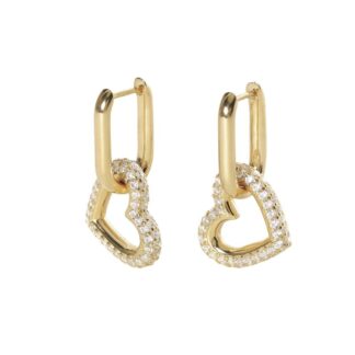 Orecchini Pendenti Mabina in Argento con Cuore e Zirconi - 563488