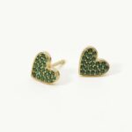Orecchini a Lobo Mabina in Argento con Cuore e Smeraldi Sintetici - 563489