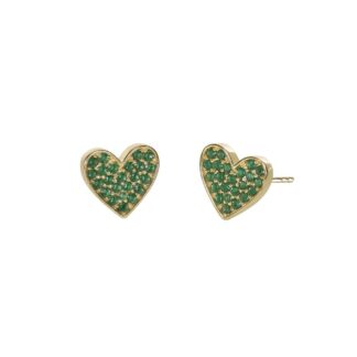 Orecchini a Lobo Mabina in Argento con Cuore e Smeraldi Sintetici - 563489
