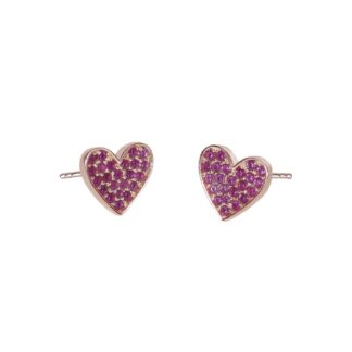 Orecchini a Lobo Mabina in Argento con Cuore e Smeraldi Sintetici - 563490
