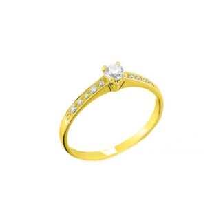 Anello Solitario in Oro Giallo con Diamanti - AN-01048-G