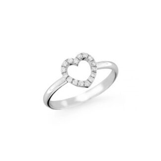 Anello Cuore in Oro Bianco con Diamanti - AN-01064