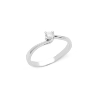 Anello Solitario in Oro Bianco con Diamante - AN-10039