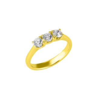 Anello Trilogy in Oro Giallo con Diamanti - AN-10083-G