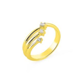 Anello Trilogy in Oro Giallo con Diamanti - AN-1701G-G