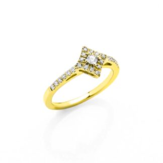 Anello Rombo in Oro Giallo con Diamanti - AN-2043-G